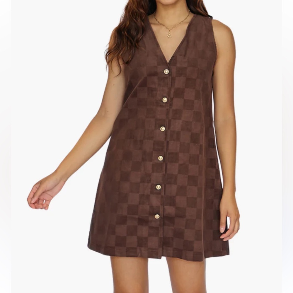 Dorothy Dress In Oak Check Cordoruy